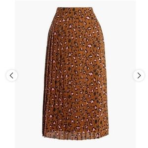 JCREW Pleated Midi Skirt in Leopard Print NWT SZ 8